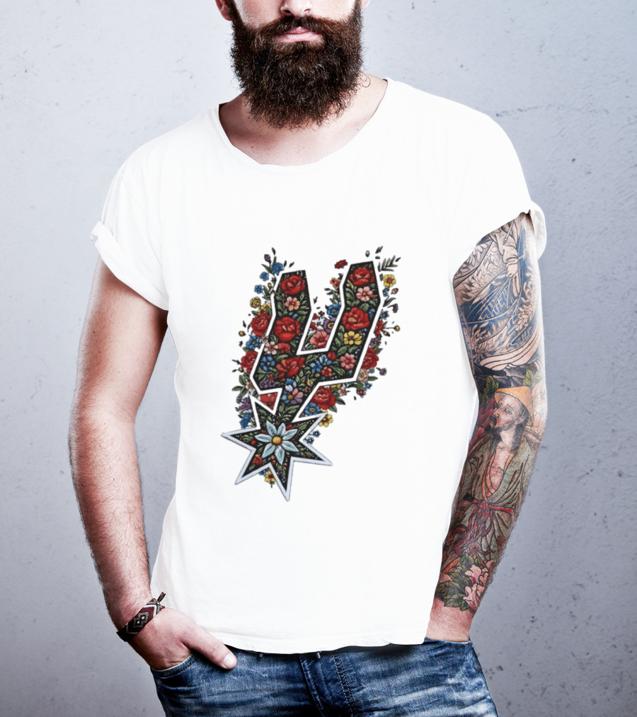San Antonio Spurs Floral Rose Garden Spurs Team T-Shirt