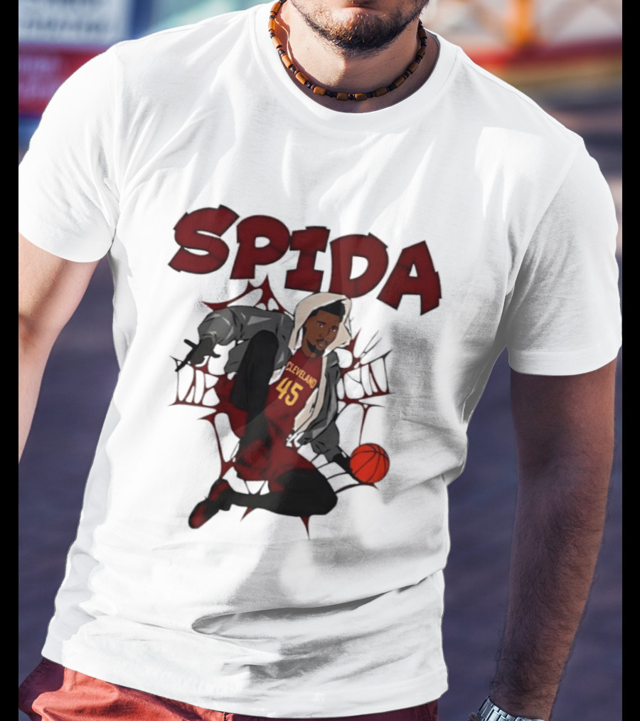 SPIDA Cleveland 45 Donovan Mitchell Basketball Spider Web T-Shirt