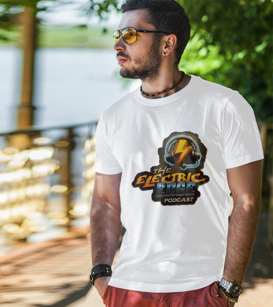 The Electric Edge Podcast Headphone Lightning Bolt T-Shirt