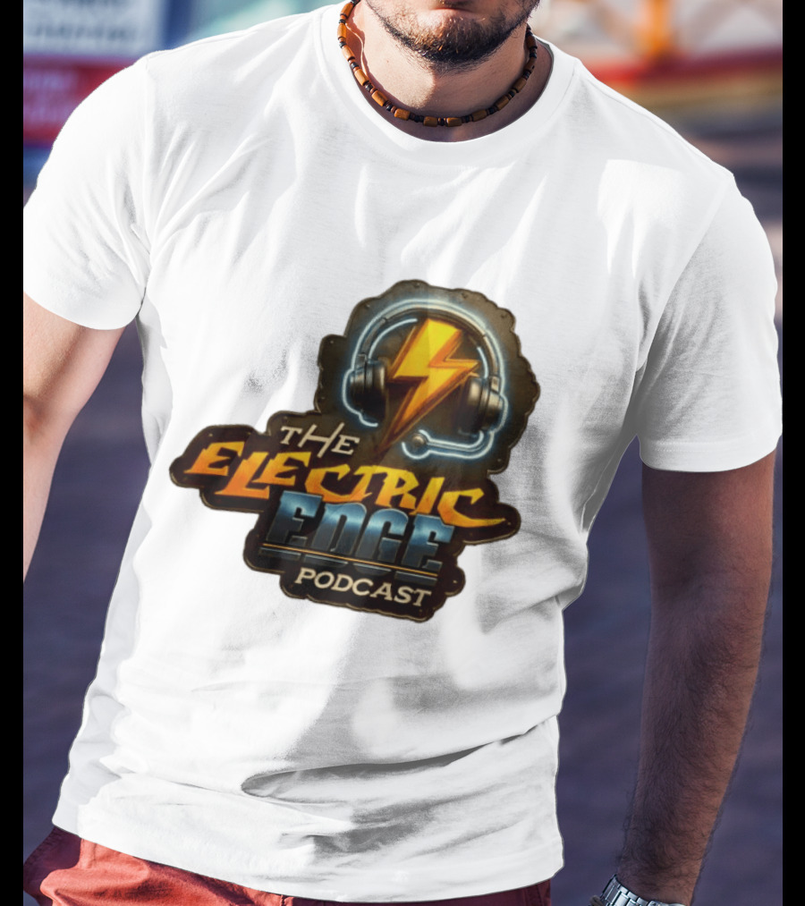The Electric Edge Podcast Headphone Lightning Bolt T-Shirt