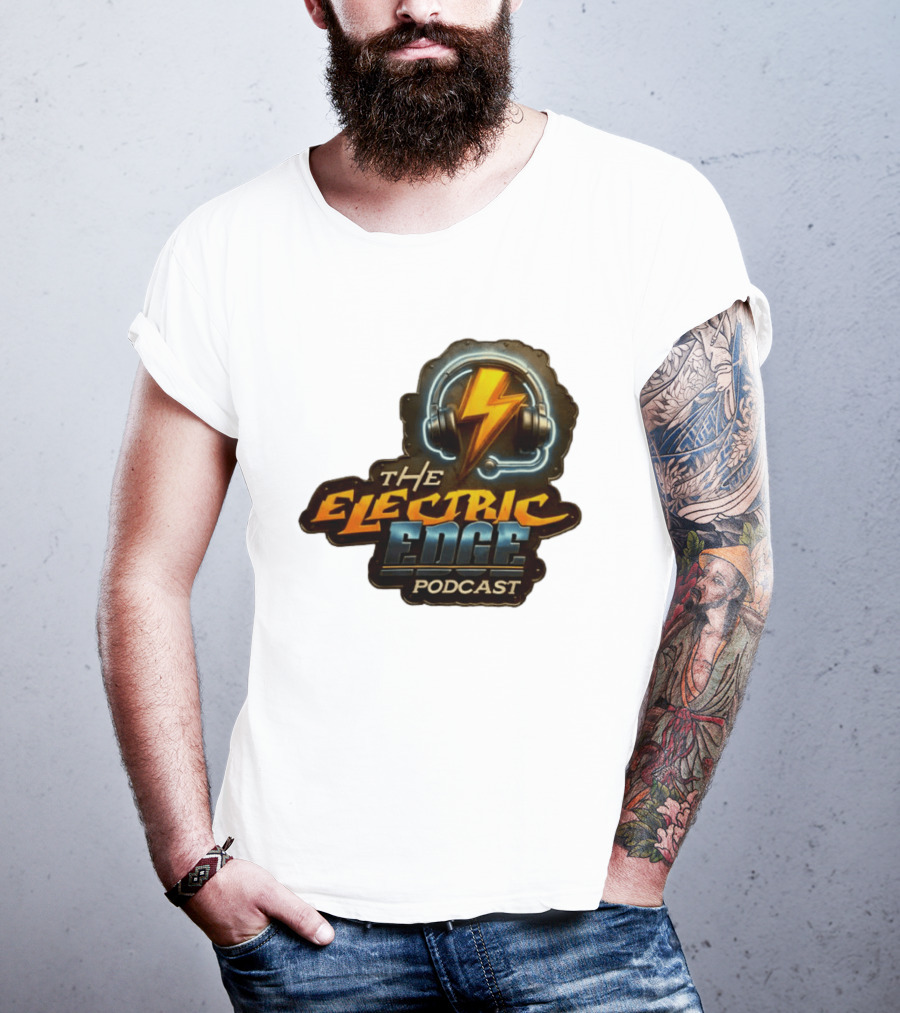 The Electric Edge Podcast Headphone Lightning Bolt T-Shirt