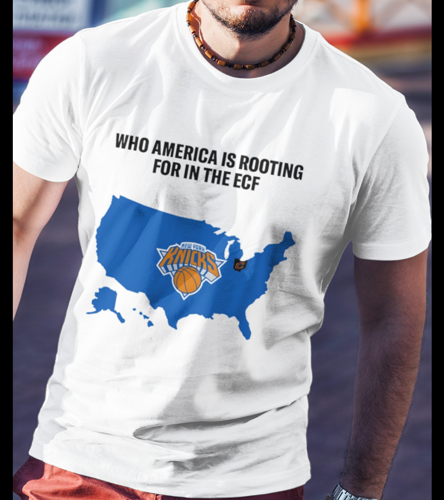 Who America Is Rooting For In The ECF Knicks USA Map Basketball T-Shirt