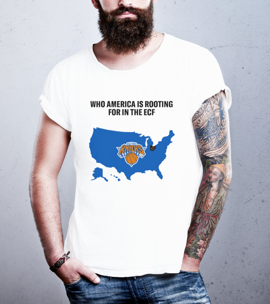 Who America Is Rooting For In The ECF Knicks USA Map Basketball T-Shirt