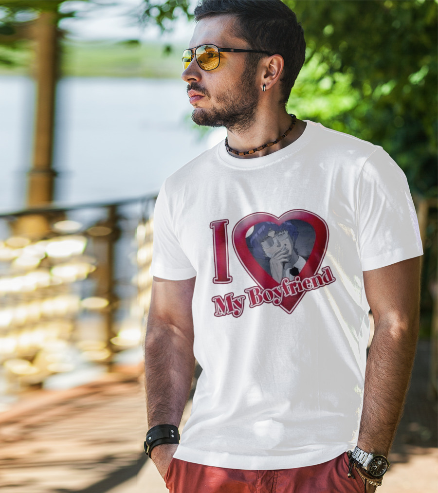 I Love My Boyfriend Heart Anime Style Wolf Keum Wind Breaker T-Shirt