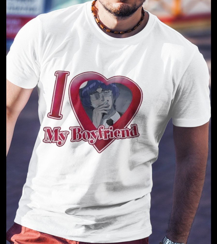 I Love My Boyfriend Heart Anime Style Wolf Keum Wind Breaker T-Shirt