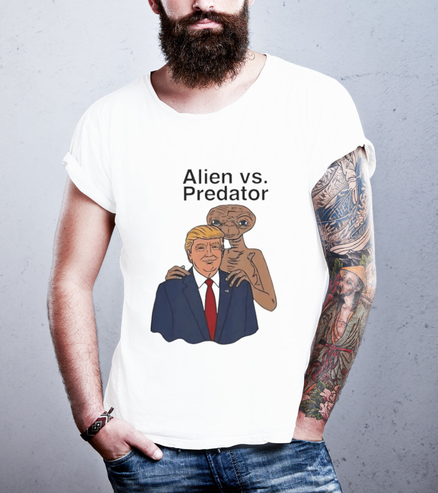 Alien Vs Predator Donald Trump ET Parody Fashion T-Shirt