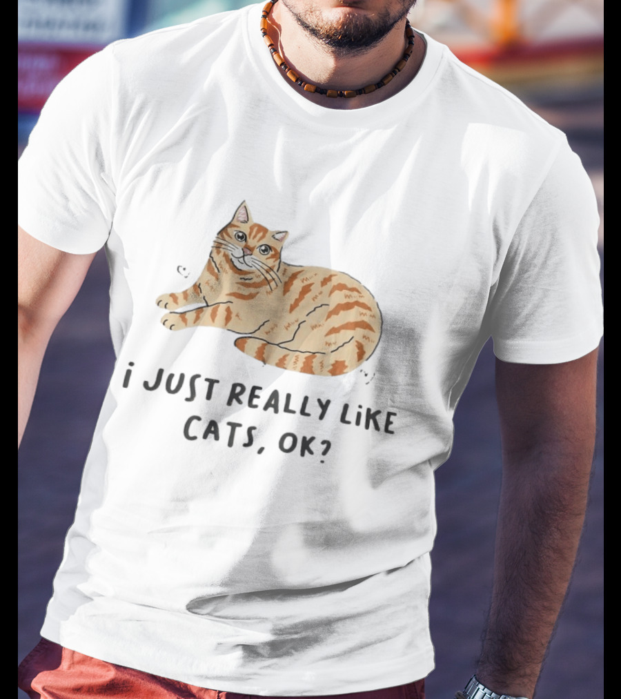 I Just Really Like Cats Ok With Cute Orange Tabby Cat T-Shirt