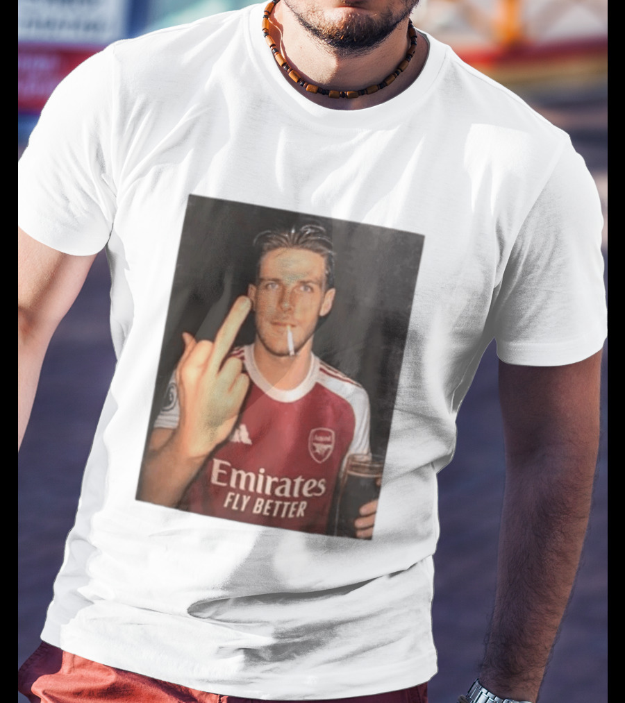 Emirates Fly Better Arsenal Middle Finger Smoking Soccer Player T-Shirt