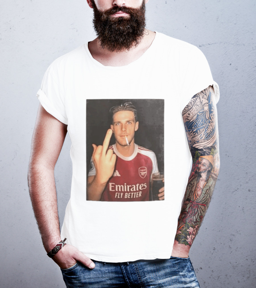 Emirates Fly Better Arsenal Middle Finger Smoking Soccer Player T-Shirt