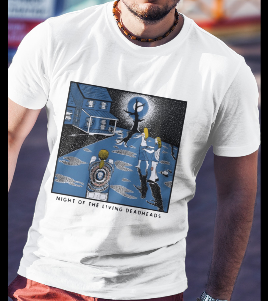 Ken Brown 90s Night Of The Living Deadheads House With Skull And Dancing Figures T-Shirt