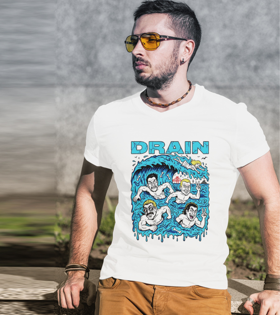 Drain Band Butthole Surfers Caricature Wave Surf T-Shirt