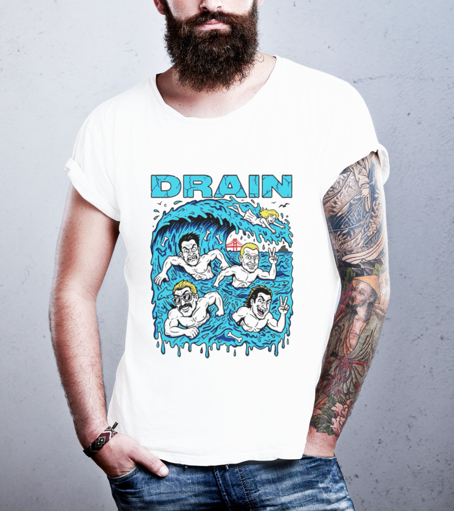 Drain Band Butthole Surfers Caricature Wave Surf T-Shirt