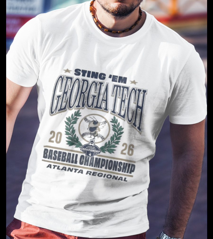 Georgia Tech Swing The Yellow Jackets 2026 Baseball Championship Atlanta Regional Laurel Wreath T-Shirt
