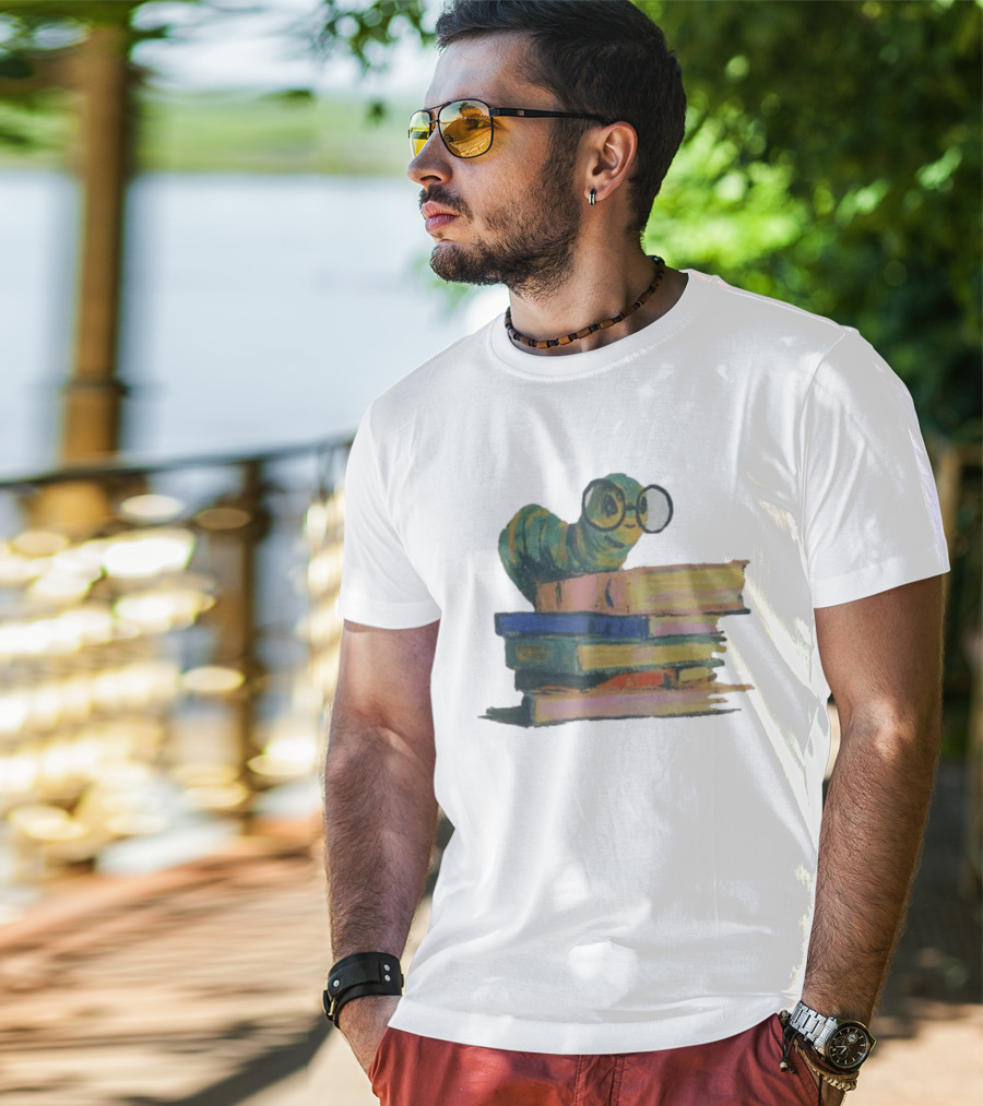Literary Bookworm Glasses Stack Books T-Shirt