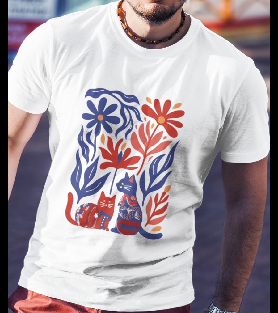 Subtle F Trump Cat Lover USA 250th Still Resisting Floral Cats T-Shirt
