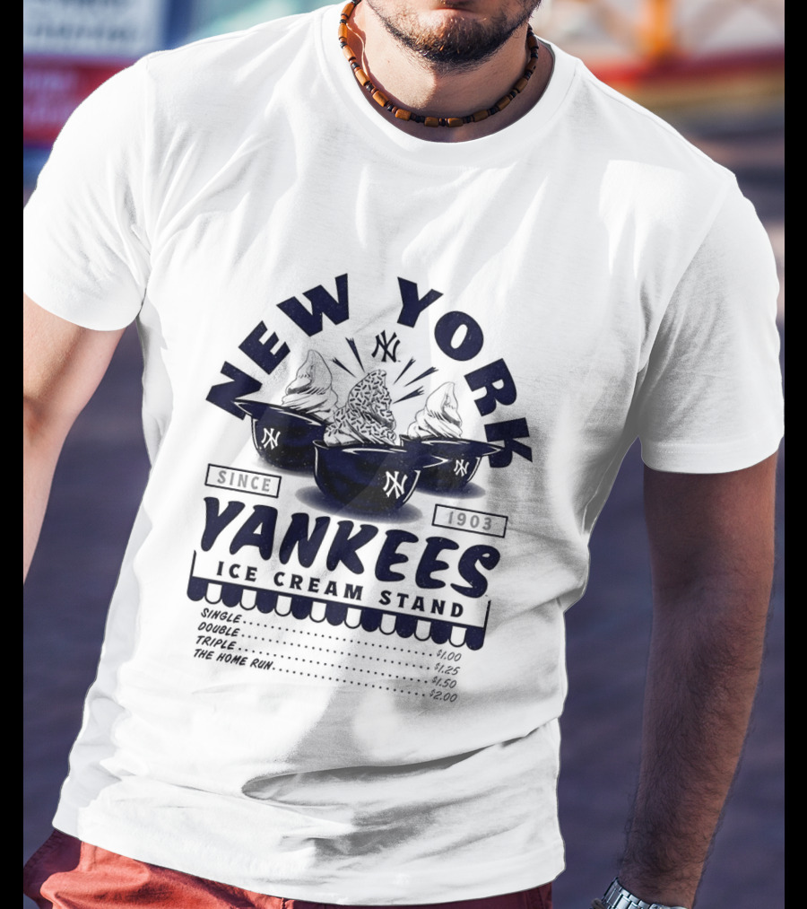 New York Yankees Ice Cream Stand Dessert Helmets Since 1903 T-Shirt