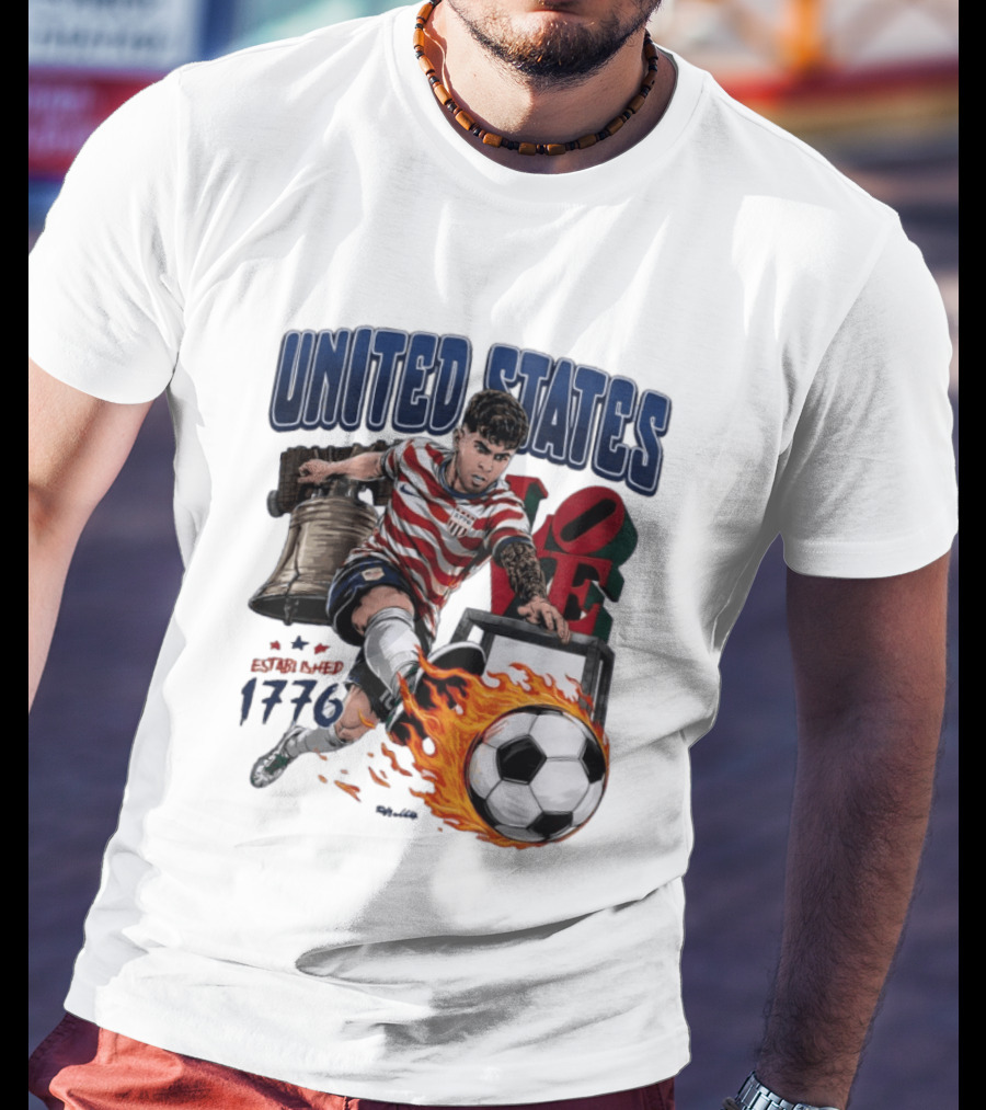 United States Love Park Philadelphia Soccer Player Liberty Bell 1776 T-Shirt