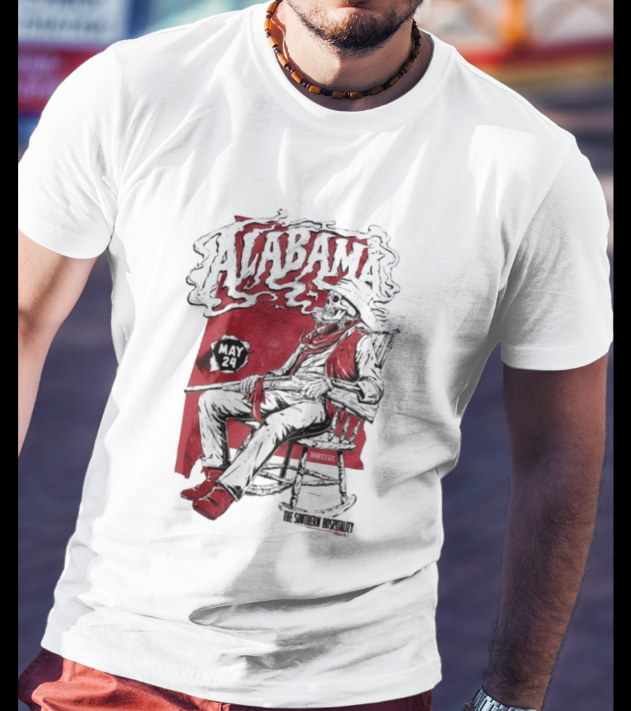 Alabama May 24 The Southern Hospitality Skeleton Cowboy T-Shirt