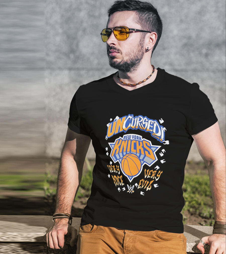 Uncursed New York Knicks Very Nice Very Evil Danhausen WWE T-Shirt