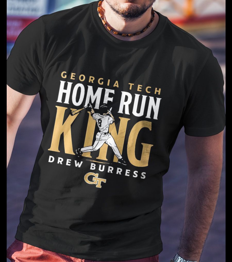 Georgia Tech Yellow Jackets Home Run King Drew Burress Baseball Gt T-Shirt