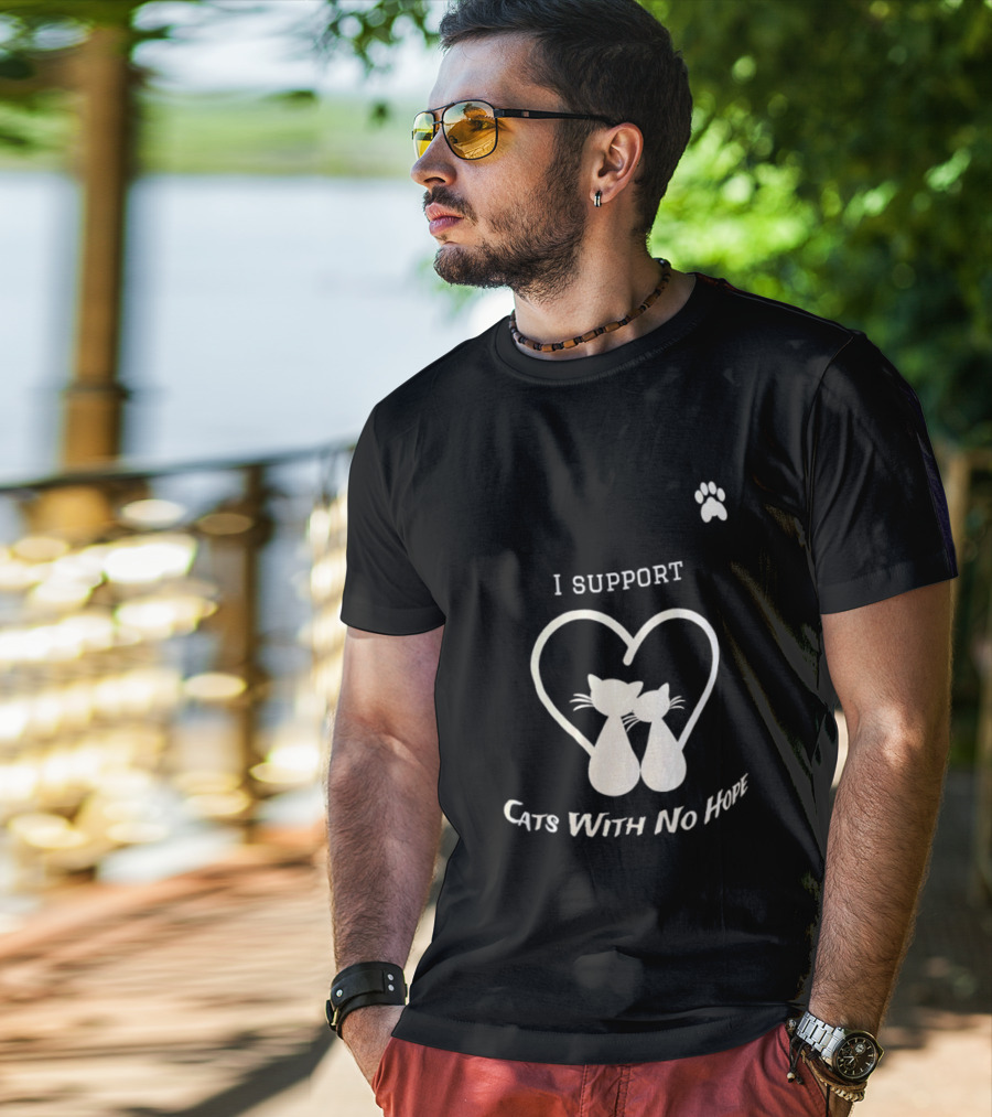 I Support Cats With No Home Heart Paw Feline Welfare Rescue Mission T-Shirt