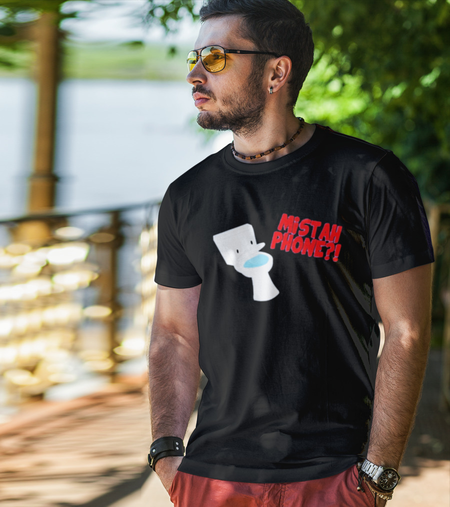 Mistah Phone Toilet Pun Illustration Humor T-Shirt