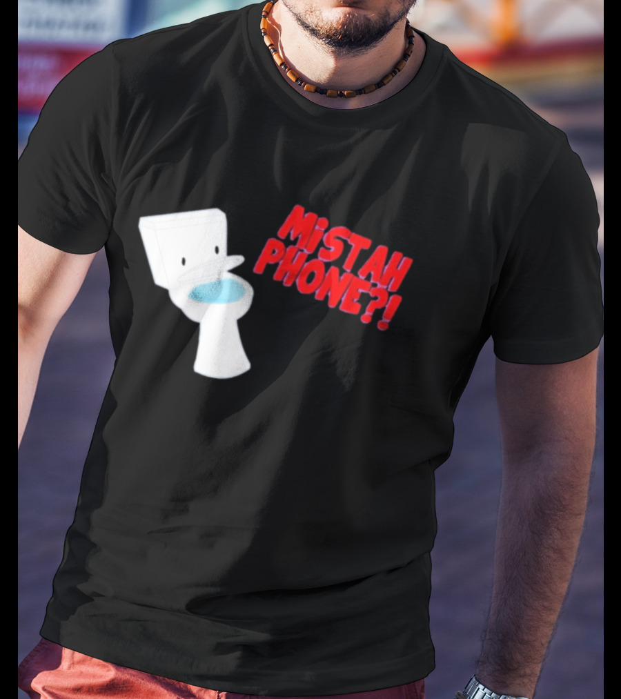 Mistah Phone Toilet Pun Illustration Humor T-Shirt