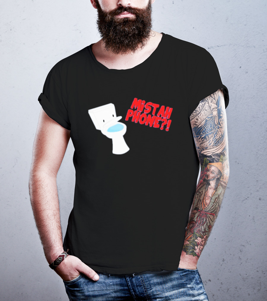 Mistah Phone Toilet Pun Illustration Humor T-Shirt