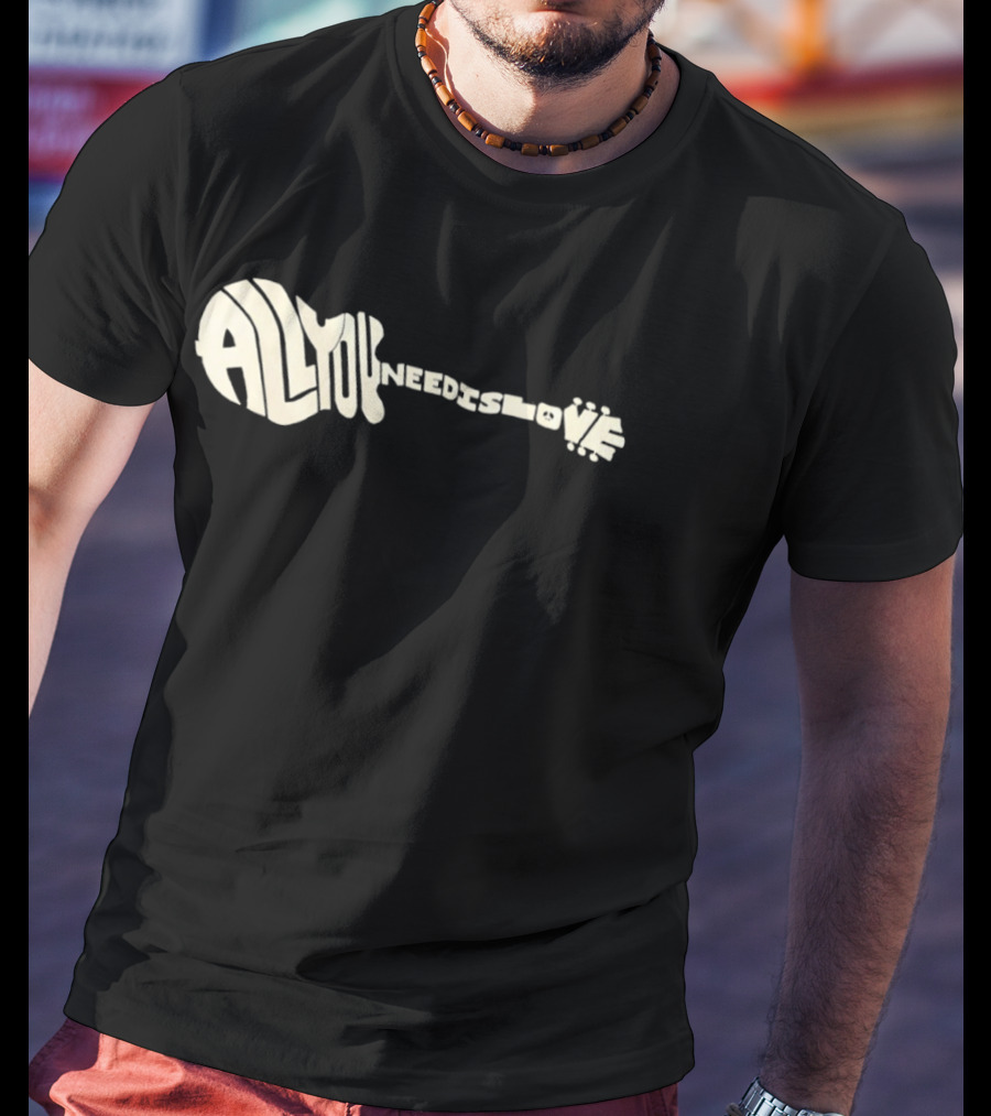 All You Need Is Love Peace And Music Guitar T-Shirt