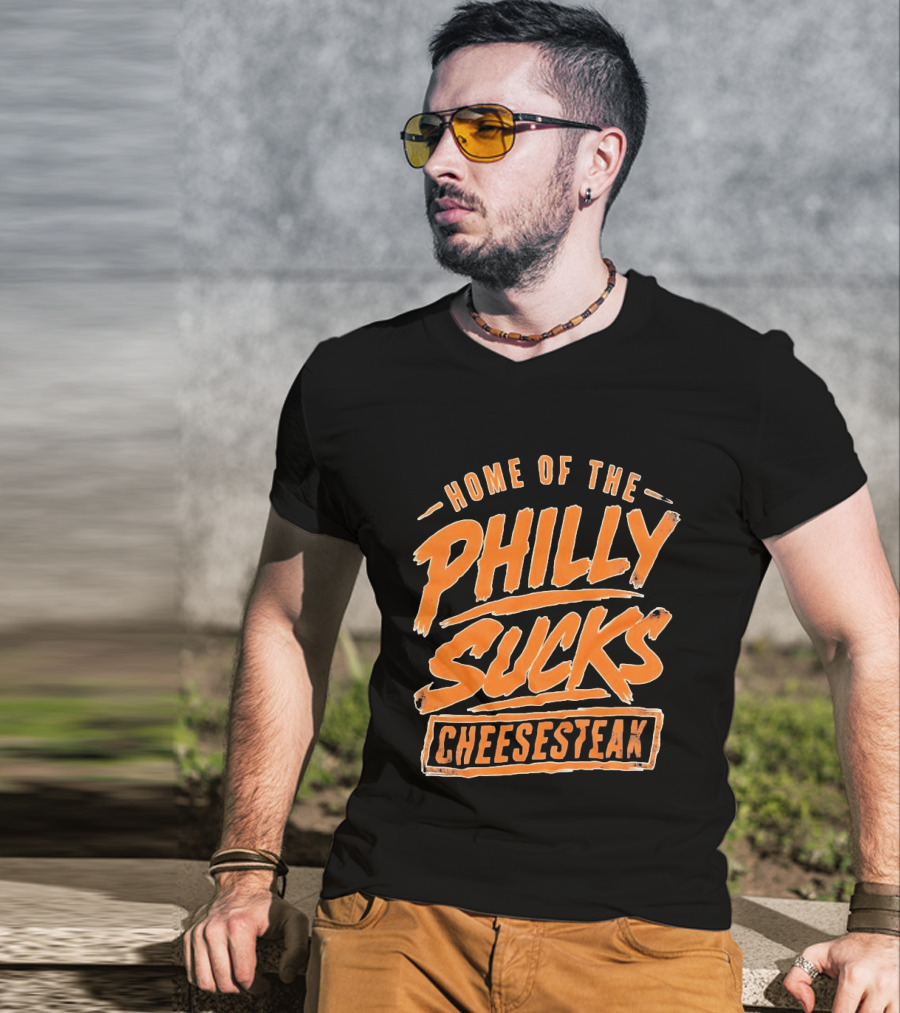 Home Of The Philly Sucks Cheesesteak Distressed Grunge T-Shirt