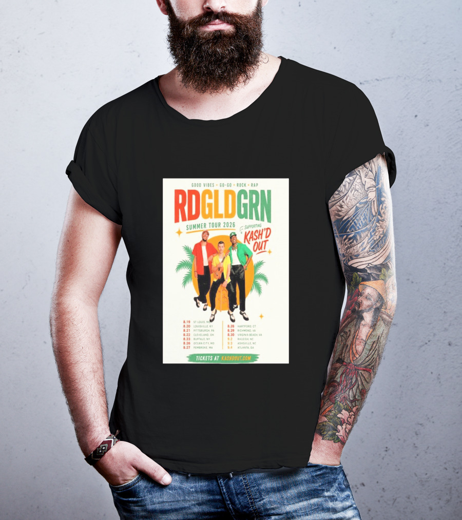 RDGLDGRN Summer Tour 2026 Good Vibes Go Go Rock Rap Supporting Kash'd Out T-Shirt