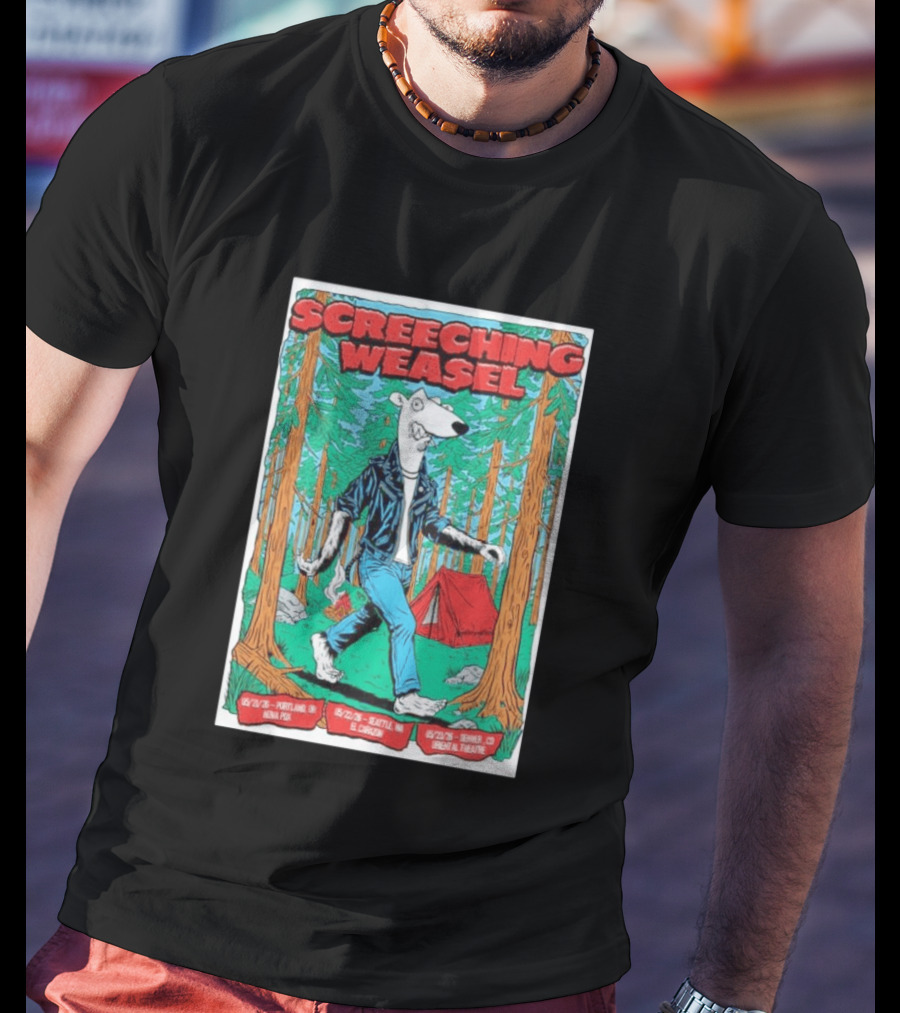 Screeching Weasel Punk Rocker Forest Weasel Tour Portland Seattle Denver T-Shirt