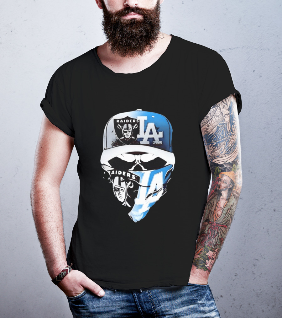 Las Vegas Raiders Los Angeles Dodgers Split Raiders LA T-Shirt