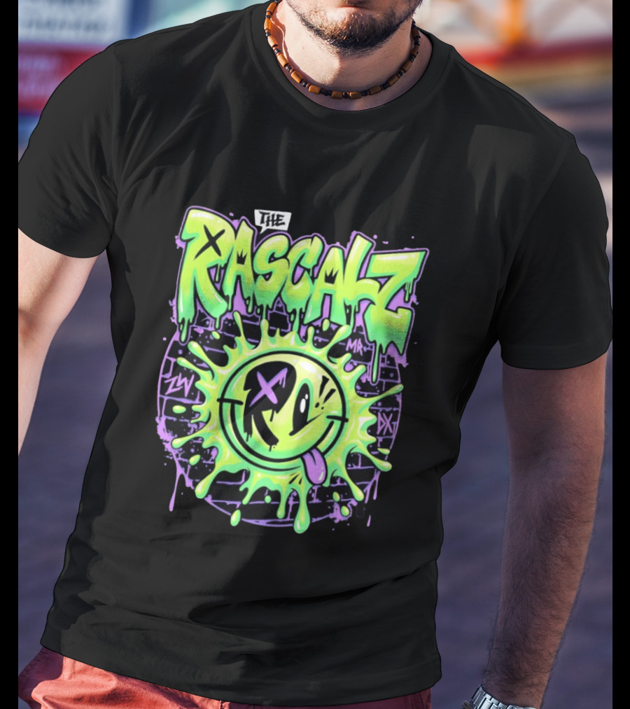 The Rascalz AEW Slime Smiley Graffiti T-Shirt
