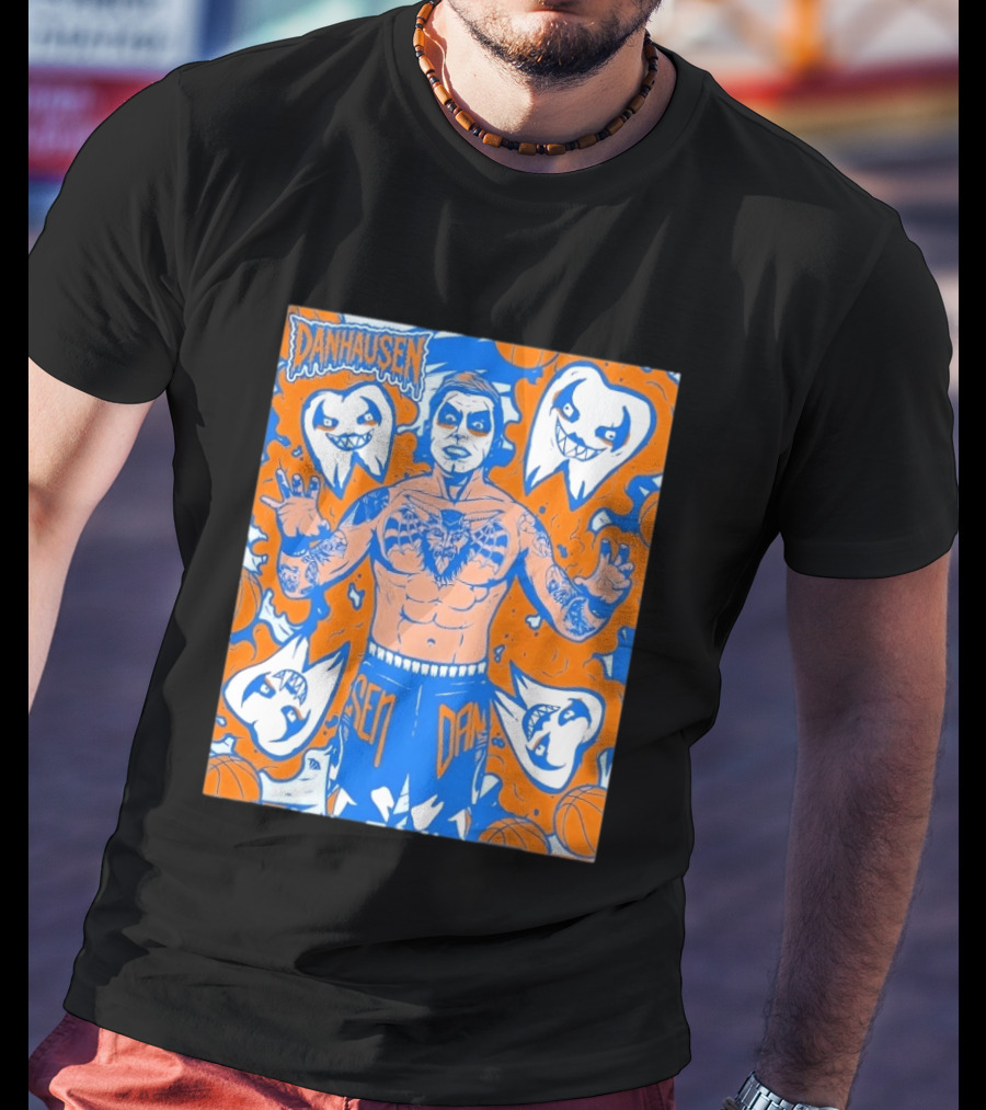 New York Knicks Danhausen Collaboration Uncursed Cartoon T-Shirt