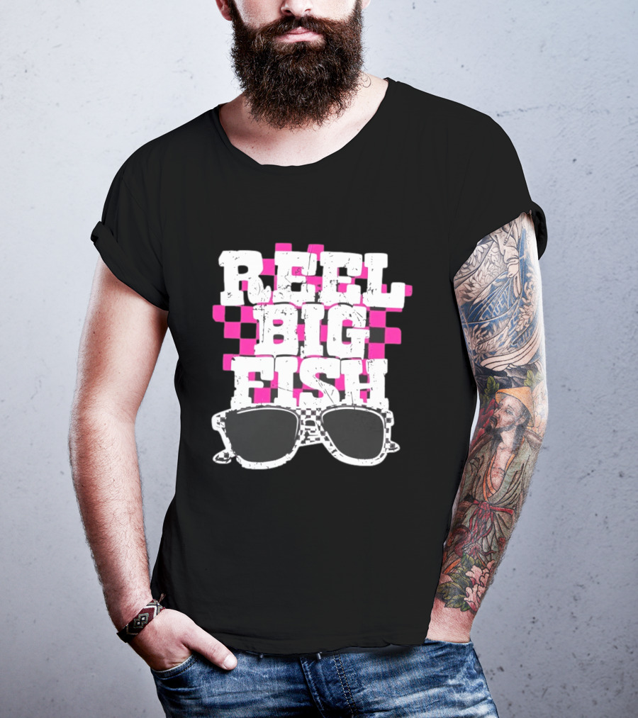 Reel Big Fish Checkered Sunglasses Pink Checkerboard T-Shirt