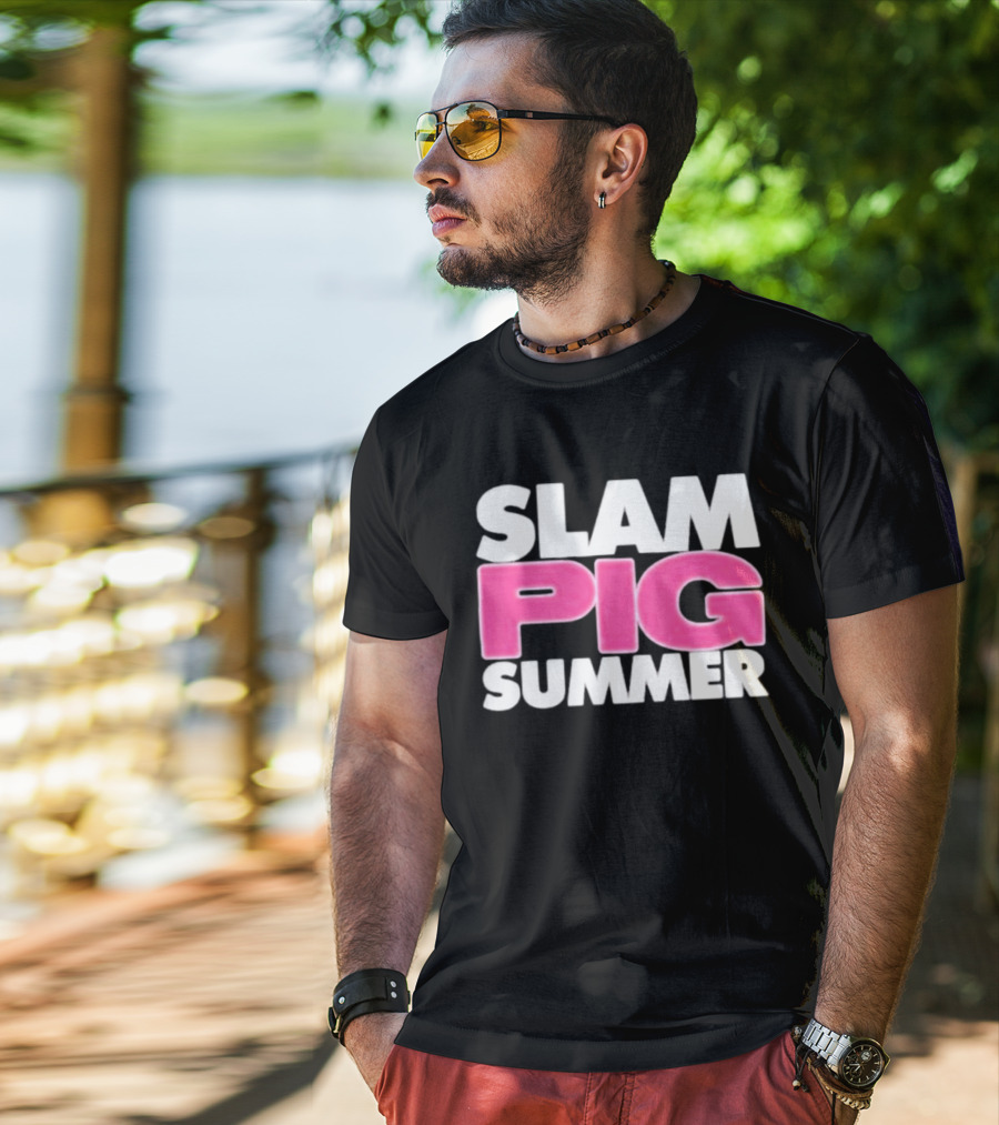 Slam Pig Summer Bold Pink Text Trend T-Shirt
