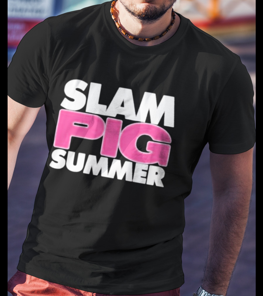 Slam Pig Summer Bold Pink Text Trend T-Shirt