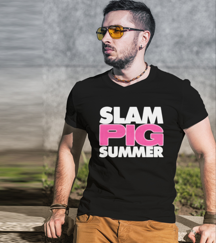 Slam Pig Summer Bold Pink Text Trend T-Shirt