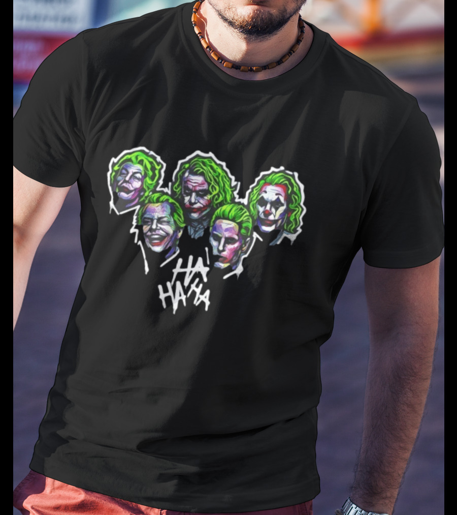 Joker Faces Ha Ha Ha Movie Villain Clown Interpretations T-Shirt