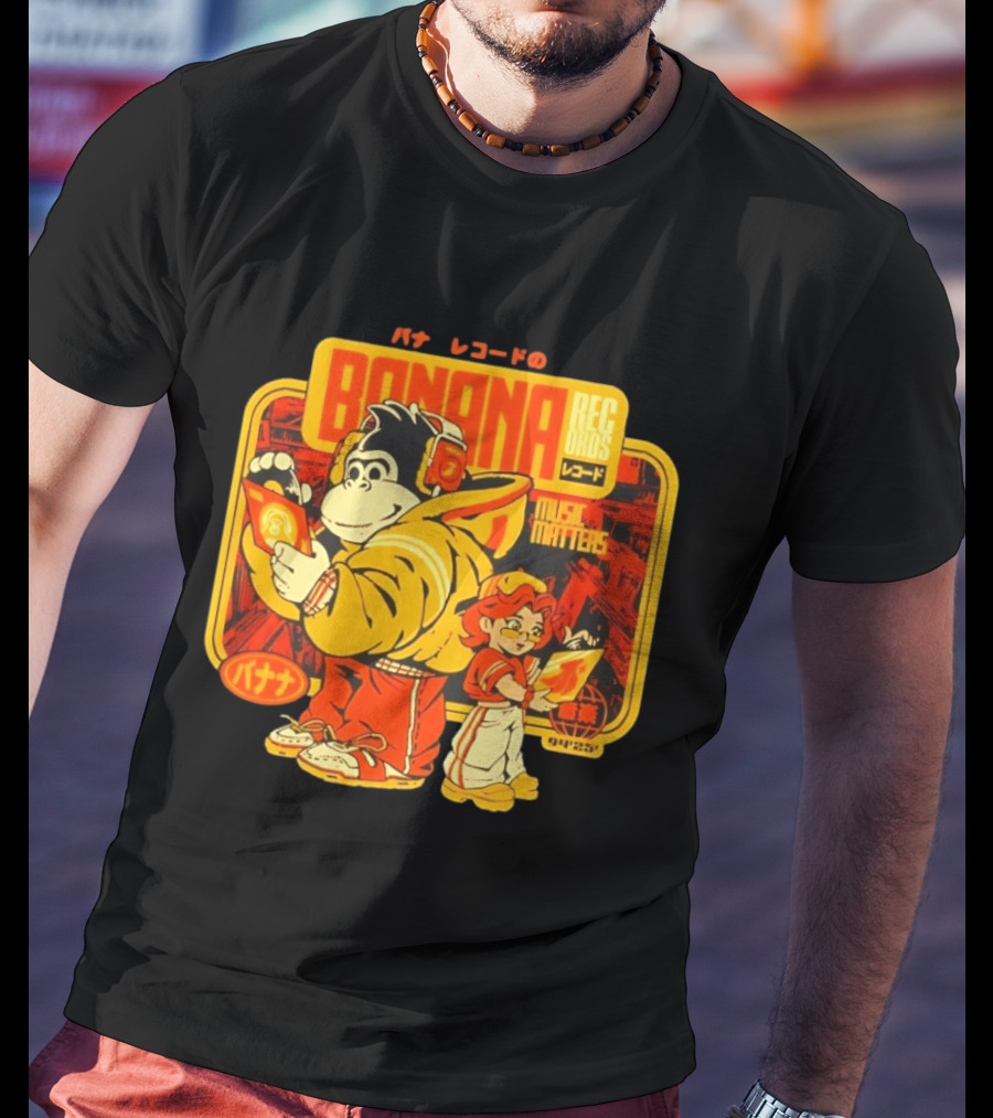 Banana Records Music Matters Retro Style Japanese T-Shirt