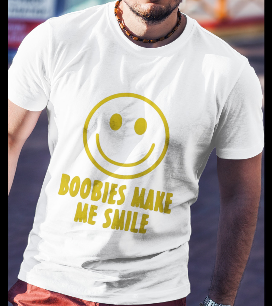 Boobies Make Me Smile Yellow Smiley Face T-Shirt