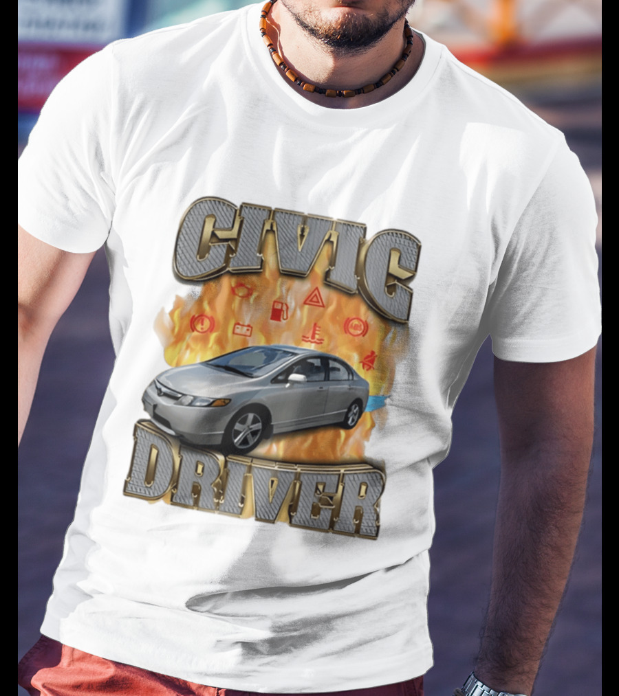 Civic Driver Flames Car T-Shirt