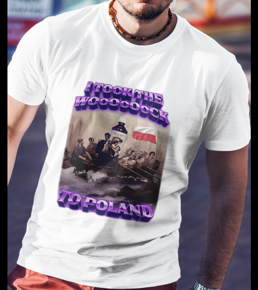I Took The Wock To Poland Bold Letters Polish Flag Boat Scene T-Shirt