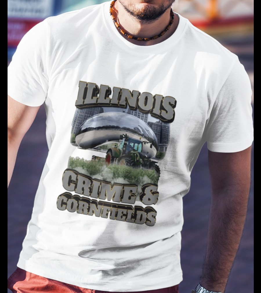 Illinois Crime & Cornfields Cloud Gate Tractor Scenery T-Shirt