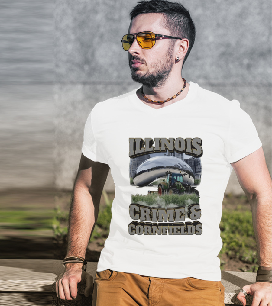 Illinois Crime & Cornfields Cloud Gate Tractor Scenery T-Shirt