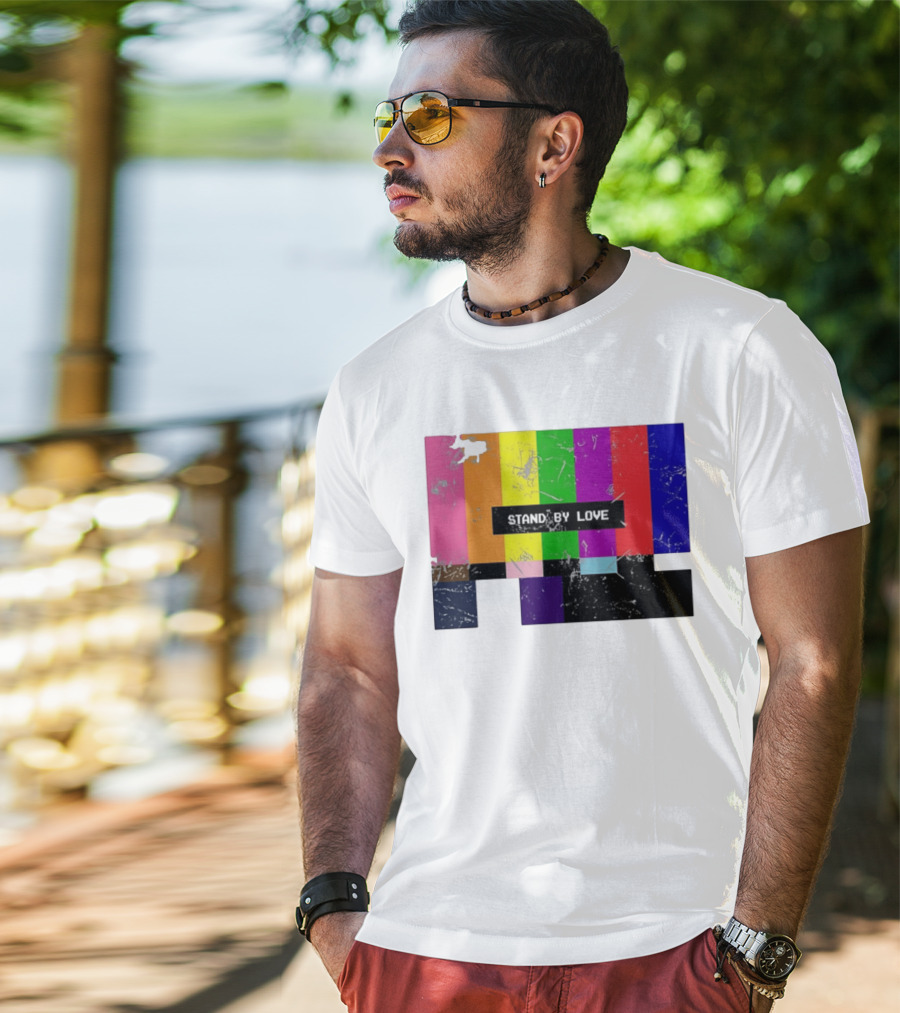 Stand By Love Retro TV Rainbow Pride Multicolor Lines T-Shirt
