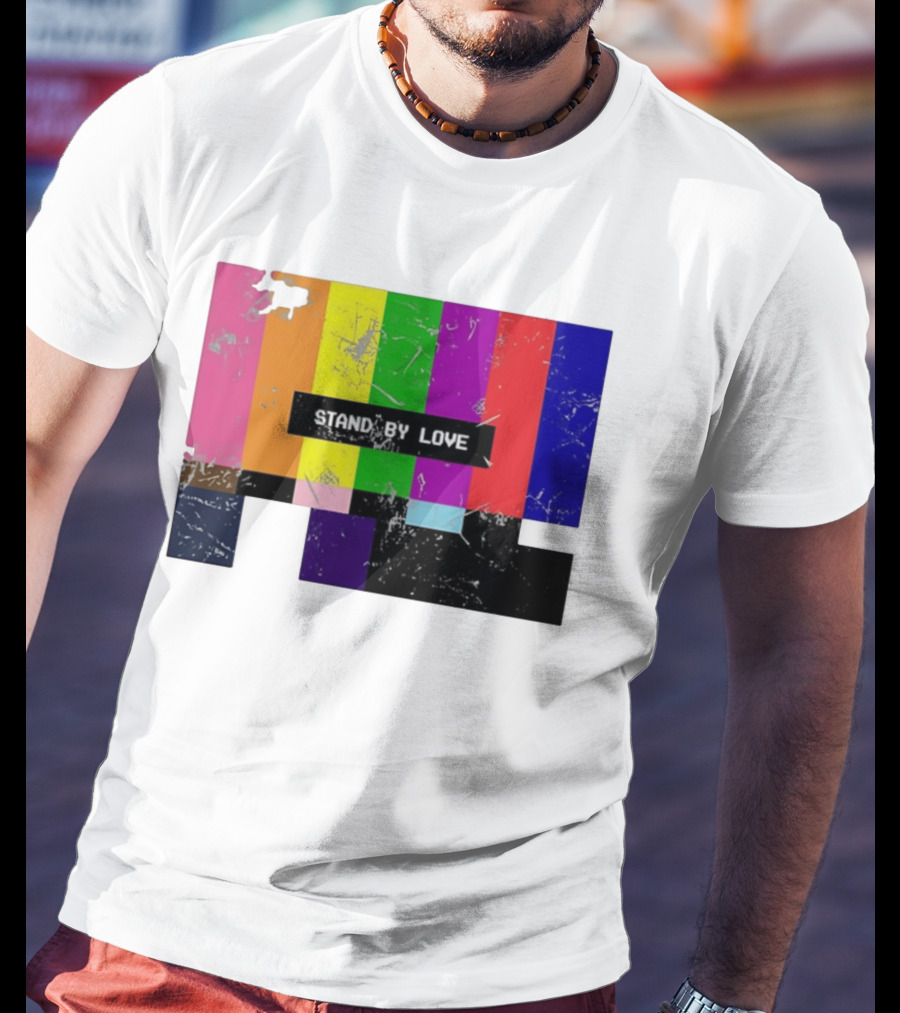 Stand By Love Retro TV Rainbow Pride Multicolor Lines T-Shirt