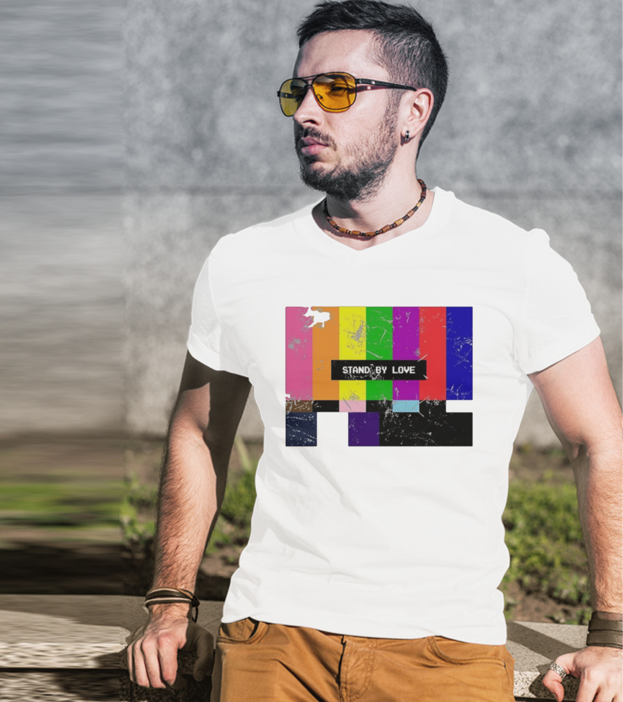 Stand By Love Retro TV Rainbow Pride Multicolor Lines T-Shirt