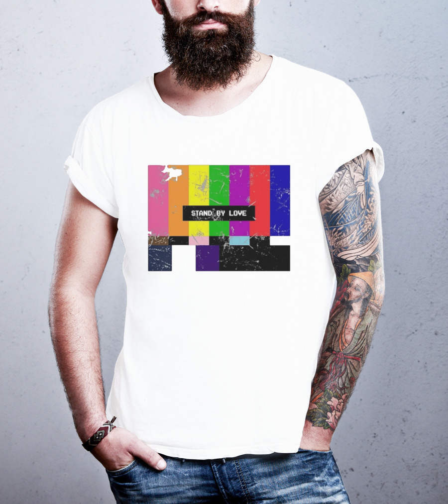 Stand By Love Retro TV Rainbow Pride Multicolor Lines T-Shirt